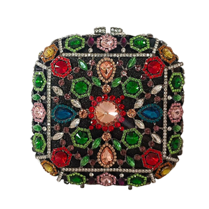 Bolso de mano cuadrado de cristal delicado para mujer, con pedrería brillante, para novia, fiesta, invitada, cóctel - Product Image 1