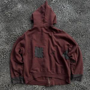 เสื้อฮู้ดดี้ครอปทรงหลวมสำหรับผู้ชาย ผ้าฝ้าย 100% ซักแบบวินเทจ แต่งซิปปิด คอตตอนเฟรนช์เทอร์รี่ รุ่น Heavyweight Custom Hole - Product Image 2