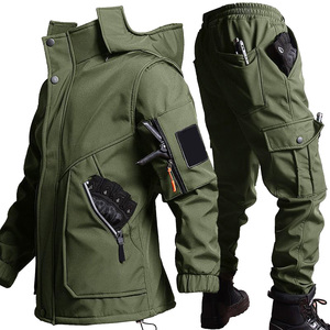 Conjunto de Chaqueta para Hombre de Invierno, Clásico, con Bolsillos Cargo, 2 Piezas, Cálido, Duradero, Cómodo, Elegante, Confiable, Premium, Talla Grande - Product Image 3