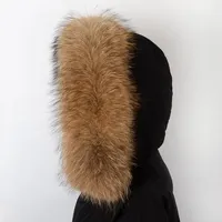 Écharpe en fourrure de raton laveur 100% naturelle pour femme, 60*12cm, pour col de manteau, pull ou chapeau, grande taille, collection hiver