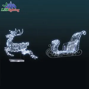 Santa dalam kereta luncur dengan rusa untuk dekorasi Natal led