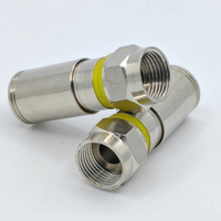 Adaptador de Conector Cuádruple RG6 con Blindaje de Compresión Tipo F para Cable Coaxial de TV Satelital LNB