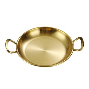 Korean Style 304 Stainless Steel Double Eared Snack Plate 14-14.9cm Gold Round Dish For Restaurant Salad Cold Dish Dessert Tray - Product Image 4