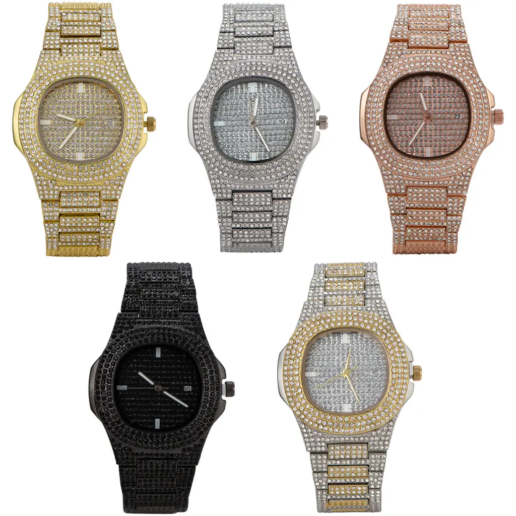 DAICY jewelry wholesale hot sale cheap high quality hiphop gold color iced out bling bling mens diamond watches