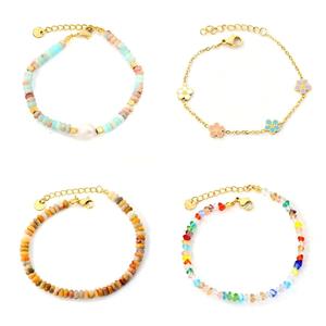 G4768 Wholesale Stainless Steel Flower <b>Charm</b> <b>Bracelet</b> Summer Colorful <b>Beaded</b> Freshwater Pearl <b>Bracelets</b> - Product Image 1