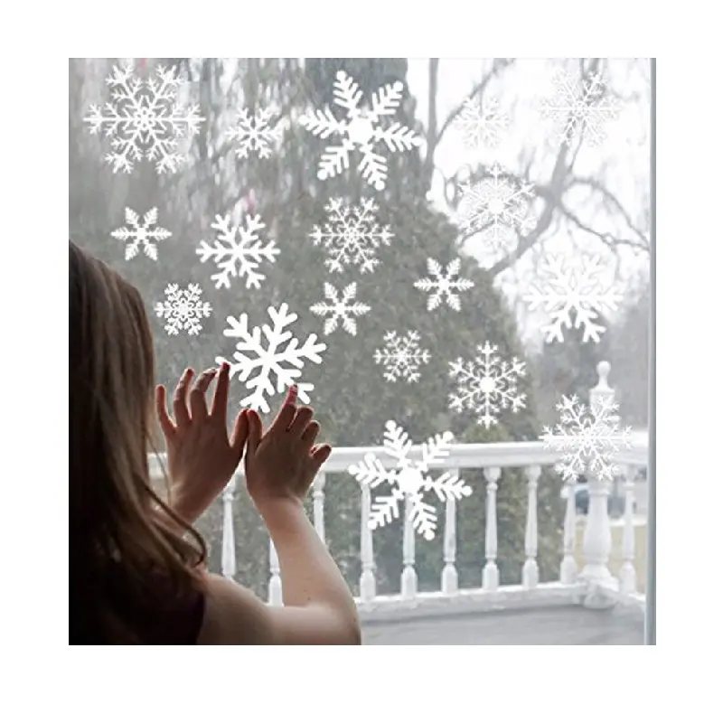 New Year Wallpaper Christmas Glitter Snowflake Window Sticker Electrostatic Wall Stickers Decor Decals Door Glass Customize