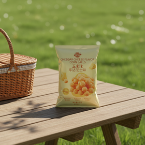 Bolas de Maíz <span class=keywords><strong>con</strong></span> Queso <span class=keywords><strong>Cheddar</strong></span> Listas para Comer, Dulces y Ricas, Sin Grasas Trans, Snack Inflado, OEM, Marca Privada, Venta al por Mayor, Conveniencia para Supermercados - Product Image 3