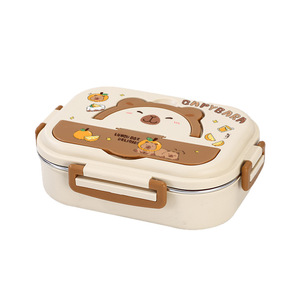 Boîte à lunch Kapibala pour enfants, en acier inoxydable 304, rectangulaire avec couvercle, pour enfants et étudiants - Product Image 3
