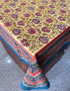 Fabricant indien imprimé fleuri bloc à la main imprimé coton nappe serviette ensemble maison salle à manger cuisine accessoires fête nappe - Product Image 2