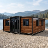 Casa Contenedor Expandible de Lujo Moderna con Acabado de Madera, Prefabricada, Modular, Plegable, Mini Casa, Oficina de Jardín para Venta al por Mayor