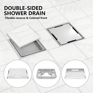 Griglia di scarico doccia OEM da 4 pollici <span class=keywords><strong>in</strong></span> acciaio inossidabile 304 con inserto per piastrelle e flangia di scarico doccia <span class=keywords><strong>in</strong></span> ABS, compatibile con base doccia Schluter - Product Image 4