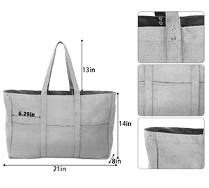 In Stock <b>Large</b> Capacity <b>Plain</b> Tote Bag Cotton <b>Canvas</b> Tote Bag <b>Canvas</b> With Zipper - Product Image 3