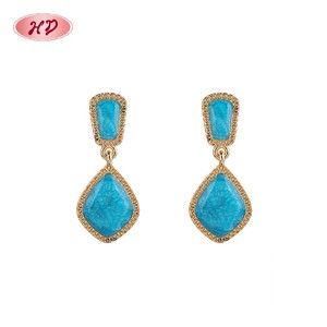 Elegant Gold Plated Stud Earrings Teardrop Zircon Green Gem Women's Party Romantic Custom <strong>Cheap</strong> <strong>Jewelry</strong> Manufacture <strong>Supplies</strong> - Product Image 2