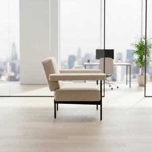 Tilos <b>Modern</b> Single Seater Armchair Fully Upholstered Black Metal Structure Fabric Cover Modular Office <b>Sofa</b> Medium-Density - Product Image 6