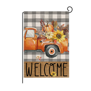 Polyester Garden Flag Autumn Pumpkin Rectangle Shape Iron Flagpole Courtyard Decorative <b>Small</b> Outdoor Display Flag - Product Image 5