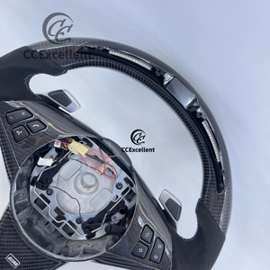 Volant en fibre de carbone véritable personnalisé avec affichage LED pour <span class=keywords><strong>BMW</strong></span> E60 M5 E61 E63 535xi <span class=keywords><strong>650i</strong></span> berline 2003-2010 - Vente flash exceptionnelle - Product Image 4