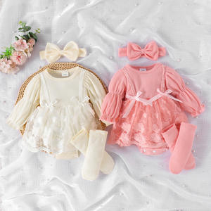 Fabricante de Ropa para Bebés, Body de Manga Larga para Primavera y Otoño, Vestido de Encaje para Recién Nacidos, Ropa de Moda para Niñas Pequeñas - Product Image 3