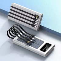 Vente en gros ultra-mince 10000 Mah banque de charge solaire quatre fils portable 10W sortie alimentation mobile avec micro USB transfrontalière