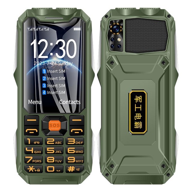 Q9 2G Network Button Mobile Phone 3.5-inch HD Screen 4 SIM Card 4500mAh Flashlight FM Radio Solid Bar Mobile Phone
