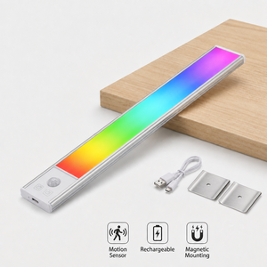 Rechargeable RGB <b>LED</b> Wall Lamp Cabinet Lamp Magnetic Mount <b>Motion</b> <b>Sensor</b> Color Changing Night <b>Light</b> for Bedroom CabinetStaircase - Product Image 1