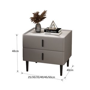 Mesita de Noche Denlais de Madera Maciza con Cajones y Tapa de Losa, Mueble de Dormitorio Moderno y Minimalista - Product Image 4