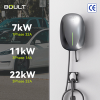 Chargeur de voiture électrique rapide BOULT AC Type2/Type1/GBT Wallbox 22KW, station de recharge pour voiture électrique, câble de 5m, Byd 32A