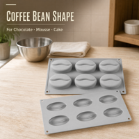 Moule à chocolat en silicone de qualité alimentaire Yongli pour grains de café, six cavités, sans BPA, résistant à la chaleur