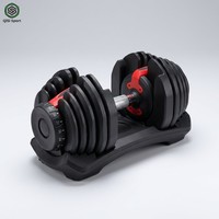 Haltères réglables Selector 5-40 kg, 17 niveaux – Sélection rapide en 3 secondes, plateau de plaques en nylon anti-chute à 10 points de verrouillage, pour salle de sport à domicile, noir et rouge