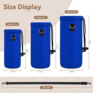 Sac de transport isotherme personnalisé pour bouteille d'eau, en néoprène, avec bandoulière - Product Image 3