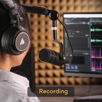Maono – Microphone dynamique XLR professionnel pour les jeux en direct, Microphone dynamique de bureau entièrement en métal avec un seul bras
