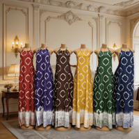 Robe ample et fluide pour femme, motif cercle batik africain, dos nu, bretelles à nouer, idéale pour les vacances et les voyages – Vente en gros sur mesure