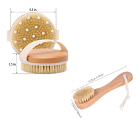 Ensemble Brosses Corporelles en Bois Exfoliantes à Poils Naturels Peau Douce avec Logo Personnalisé, Incluant 1 Brosse Sèche Visage et 1 Brosse Corporelle