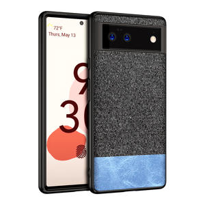 <span class=keywords><strong>Couverture</strong></span> arrière de couleur de patchwork de toile anti-chute de côté doux pour la coque de téléphone de protection de Google Pixel 7/6/5A/4XL - Product Image 5