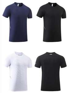 Camiseta deportiva de manga corta ajustada de verano para hombre, transpirable de secado rápido, seda helada, cómodo estilo de cuello para correr - Product Image 2