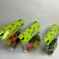 Op Maat Gemaakte Biologisch Afbreekbare Ritssluiting Handvat Fruit Verpakkingszak Food-Grade Geperforeerde Druiven Verpakking Milieuvriendelijk Plastic Winkelen