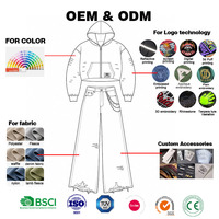Fabricant de vêtements sur mesure, coupe et couture OEM ODM, ensemble de survêtement oversize en molleton 100% coton, effet délavé à l'acide, pour hommes
