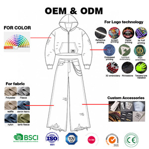 Produttore di Abbigliamento Personalizzato, Servizio OEM ODM, Tuta Oversize in Pile 100% Cotone, Set di Felpe con Cappuccio Effetto Lavaggio Acido per Uomo - Product Image 1