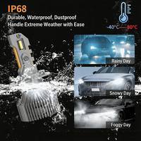 Phares LED de voiture SunRise ZFS92 9012/HIR2 12V 90W 8800LM 6000K IP68 Étanche Nouveau Plug-and-Play Adaptation Universelle FCC RoHS CE