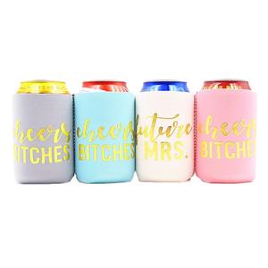 Manchon isotherme personnalisé en néoprène pour canette de bière, avec logo estampé à chaud et sublimation, idéal pour mariage - Product Image 1