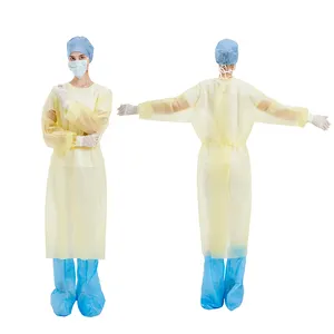 yellow PP gown surgical isolation gown non woven gowns medical suppliers HAIXIN