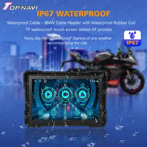 5-Inch Portable Motorcycle GPS Navigation With Front Rear Waterproof Camera Remote Control Radio Tuner Wireless Apple CarPlay