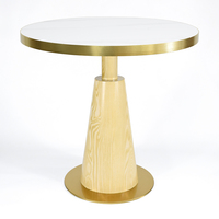 Base de table en acier inoxydable, table ronde en pierre frittée, plateau de table à bords brossés dorés pour hôtel, café, restaurant