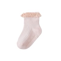 Chaussettes antidérapantes en coton tricoté pour bébés de 0 à 6 mois, collection printemps-automne, couleur unie avec dentelle, pour filles