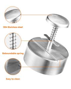 Presse à hamburgers en acier - Appareil à former des galettes de hamburgers, presse à hamburgers robuste en acier inoxydable pour viande hachée, hamburgers (compatible lave-vaisselle) - Product Image 5