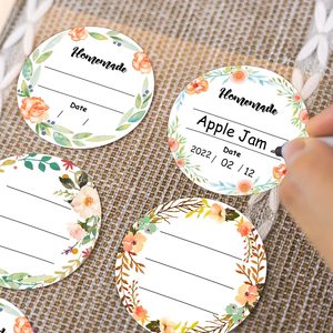 Étiquette autocollante pour bocaux Mason, motif floral aquarelle, pour marquage de date et contenu, idéale pour la cuisine et le stockage alimentaire - Product Image 1