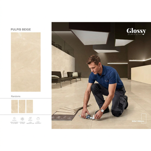 European Luminous Grey Porcelain Tiles 600x1200mm Glossy Glazed Floor Wall Tiles For Hotel Projects - Product Image 3