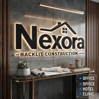 Papan Logo Logam Kustom dengan Lambang Rumah untuk Kantor Pembangun dan Pemasok Papan Nama Kantor Proyek Huruf Halo Konstruksi