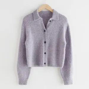 OEM Winter Boxy Alpaca Mohair Furry Cardigan Short Femm for Ladies Outnet Knit Sweater Mujer Cardigan