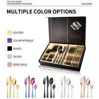 Ensemble de couverts en acier inoxydable 24 pièces très vendu avec boîte cadeau de qualité supérieure, comprenant couteau/fourchette/cuillère pour restaurant et fête