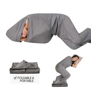 Sac <span class=keywords><strong>de</strong></span> couchage personnalisé OEM en polyester style enveloppe, garnissage en <span class=keywords><strong>duvet</strong></span> <span class=keywords><strong>de</strong></span> canard, pour <span class=keywords><strong>voyage</strong></span> et maison, avec chapeau intégré, pieds exposés, design élastique - Product Image 2